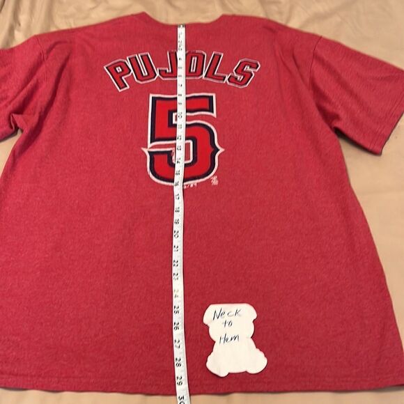 Angels PUJOLS #5 size XL red short sleeve team T-shirt EUC - Picture 9 of 9